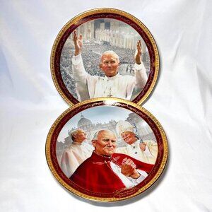Bradford Exchange His Holiness John Paul ll 8 1/2' Round Collectors Plates-Gold